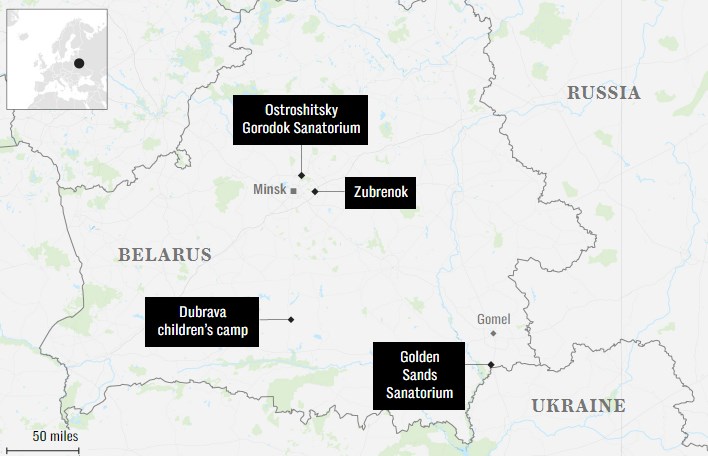 Табори, де утримують українських дітей. Білорусь. Фото: telegraph