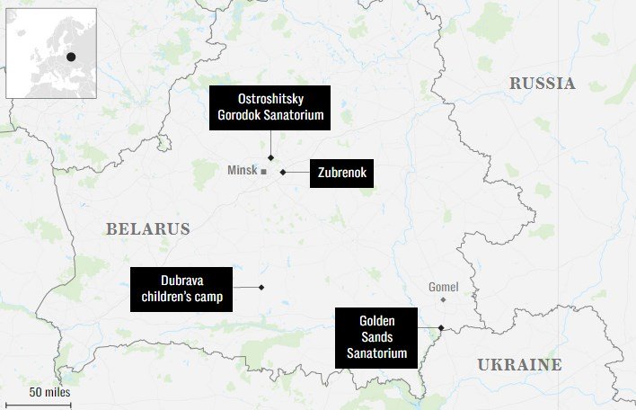 Табори, де утримують українських дітей. Білорусь. Фото: telegraph
