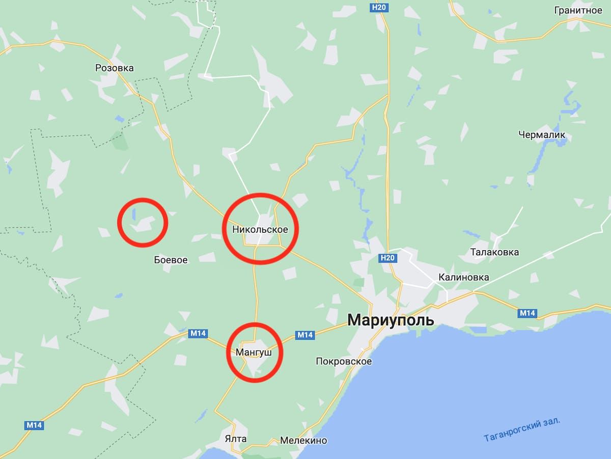Російські війська почали готувати чергову лінію оборони в районі Маріуполя. Фото: Google Maps