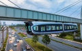 A train running on the suspension monorail line in Wuhan, central China's Hubei Province. Photo by Xinhua/Xiao Yijiu.