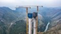 A main tower of the Huajiang grand canyon bridge in southwest China's Guizhou Province.  Photo by Xinhua/Tao Liang.