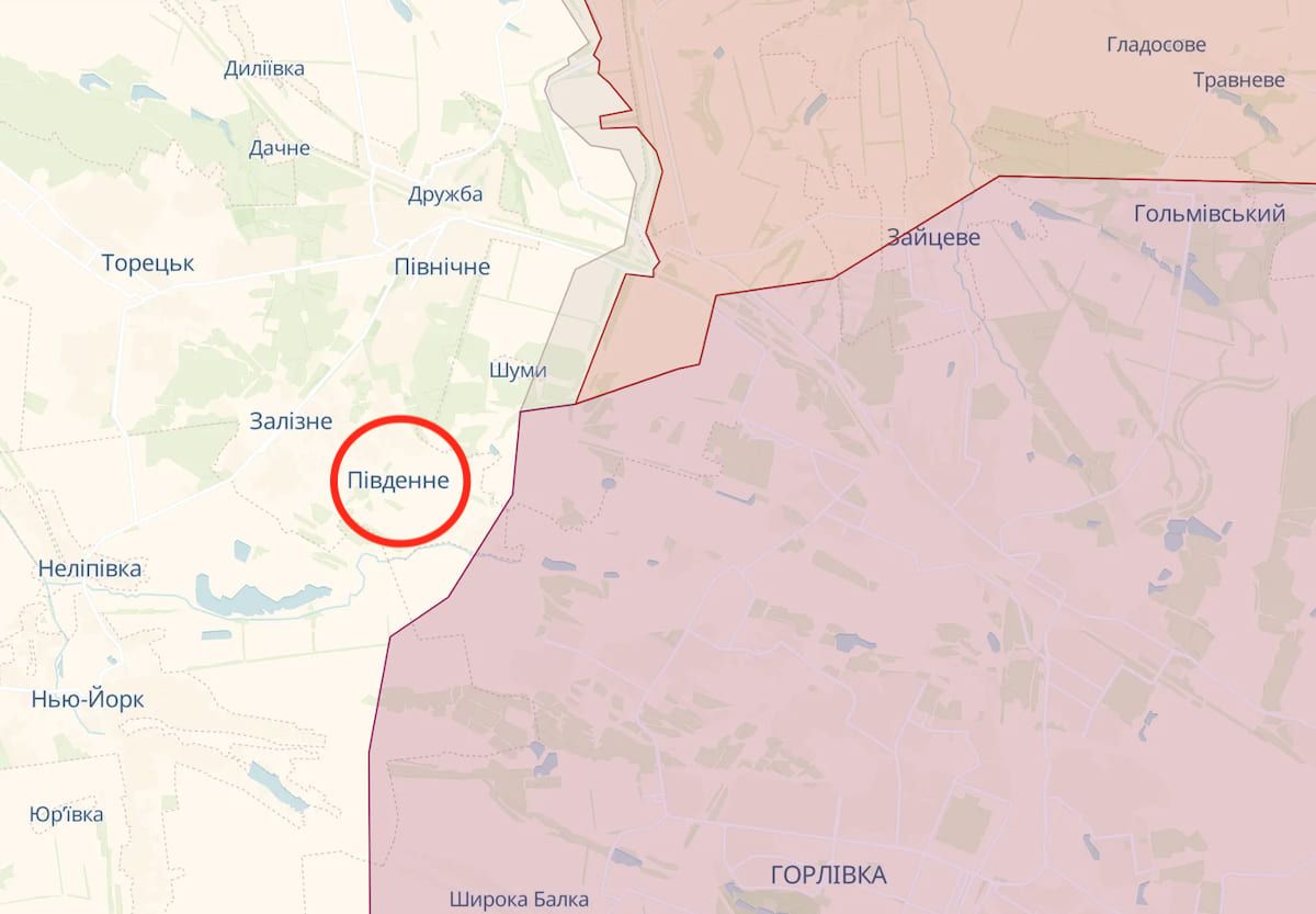 Росіяни атакували в районі Південного Донецької області. Фото: deepstatemap.live