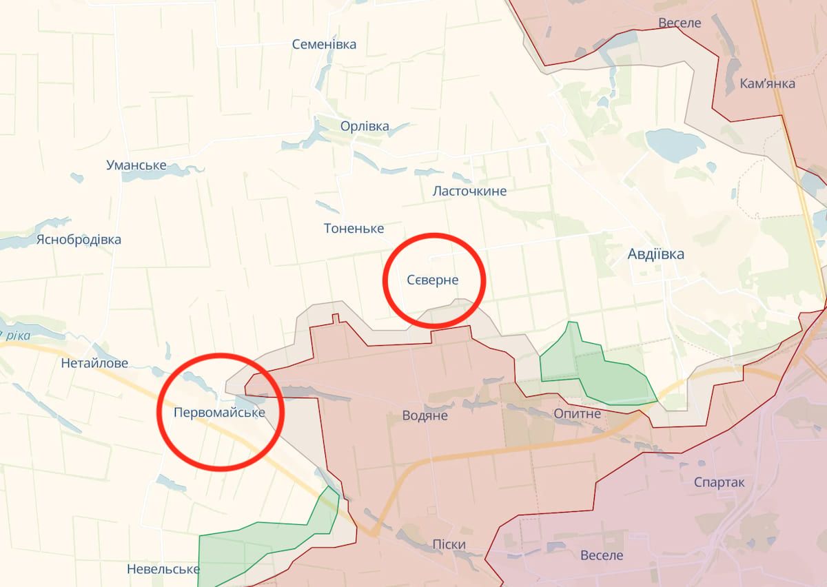 Армія РФ атакувала позиції ЗСУ на південний захід від Авдіївки. Фото: deepstatemap.live