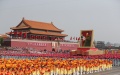 A huge portrait of Mao Zedong is displayed in the National Day mass pageantry celebrating the 70th founding anniversary of the People's Republic of China in Beijing, capital of China, Oct. 1, 2019. Photo by Xinhua/Pan Siwei.