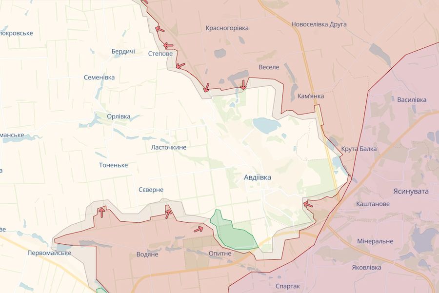 Приблизна лінія фронту під Авдіївською станом на 24 грудня. Фото: deepstatemap.live
