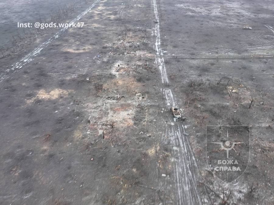 Знищена техніка окупантів на північ від Авдіївки. Фото: t.me/godsworkfpv
