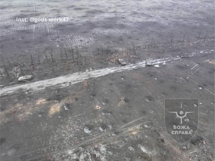 Знищена техніка окупантів на північ від Авдіївки. Фото: t.me/godsworkfpv