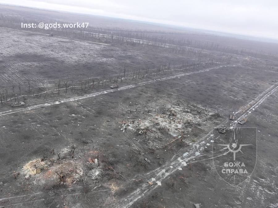Знищена техніка окупантів на північ від Авдіївки. Фото: t.me/godsworkfpv