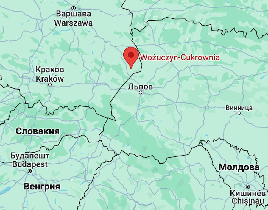Невідомий повітряний об'єкт на території Польщі за 20 кілометрів від кордону з Україною. Фото: Google Maps