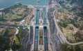 The vessels passing through the five-tier ship locks of the Three Gorges Dam in Yichang, central China's Hubei Province. Photo by Xinhua/Wu Zhizun.