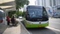 A bus approaches a stop in Zhuozhou, north China's Hebei Province. Photo by Xinhua/Zhu Xudong.