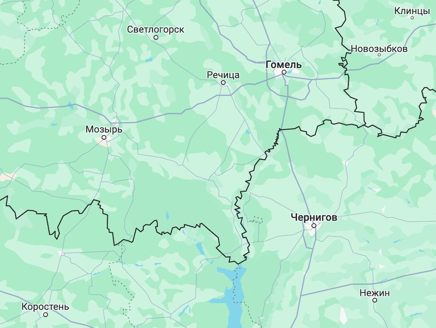 У Гомельській області Білорусі триває будівництво військового містечка. Фото: Google Maps