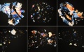 This combo photo shows cross-polarized micrographs of different lunar soil particles displayed at an exhibition themed on lunar soil research achievements in University of Science and Technology of China. Photo by Xinhua.