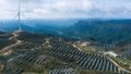 The Dingdongpo wind power-photovoltaic project in Shiqian County of Tongren City, southwest China's Guizhou Province. Photo by Xinhua/Yang Wenbin.