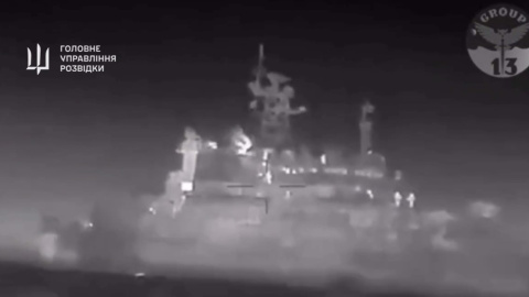 ГУР підбило ворожий великий десантний корабель "Цезар Куніков" в Чорному морі. Скриншот відео
