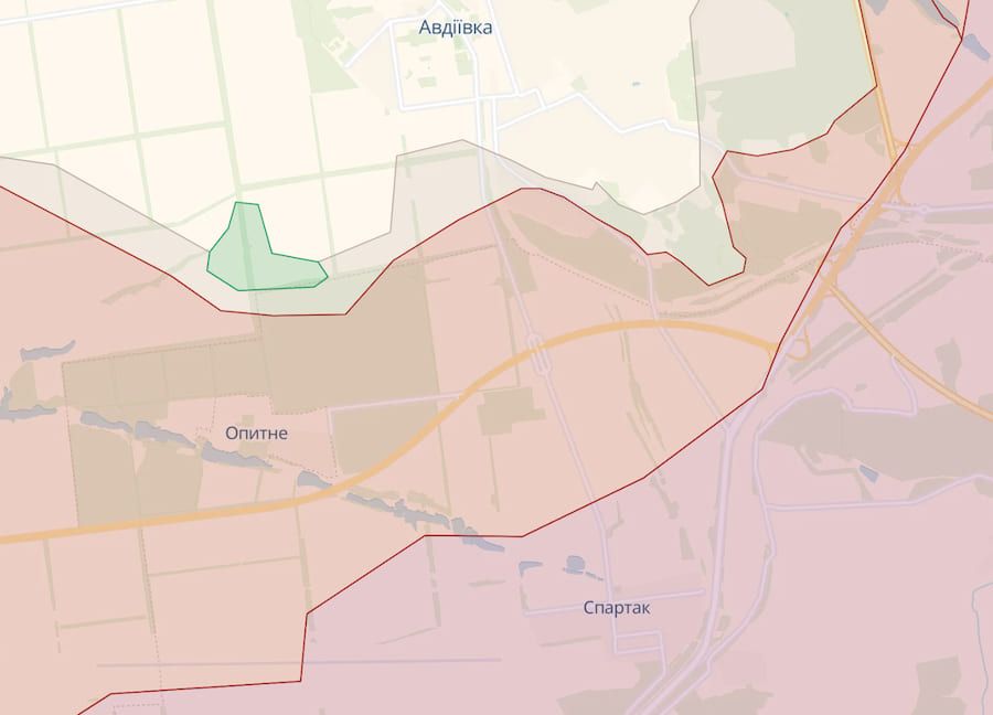 Приблизний вигляд лінії зіткнення на південь від Авдіївки. Фото: deepstatemap.live
