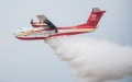 An AG600M firefighting aircraft drops water during a gathering and dropping water test in Jingmen, central China's Hubei Province. Photo by Xinhua/Wu Zhizun.