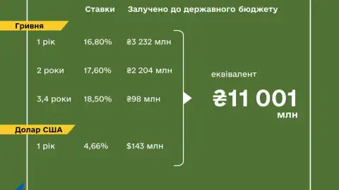 Finance Ministry places war bonds worth UAH 5.5 billion and USD 143 million