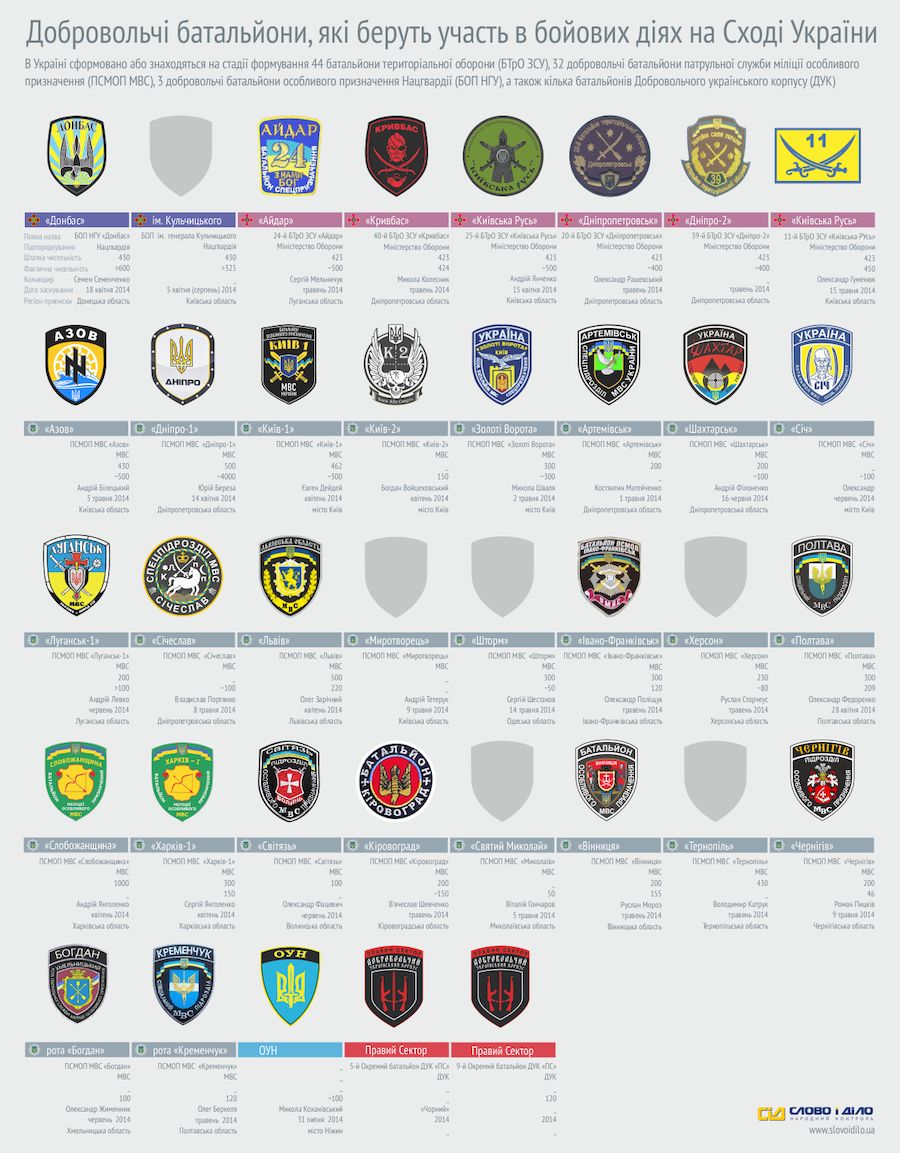 Добровольчі підрозділи, що встали на захист країни у 2014 році. Фото: slovoidilo.ua