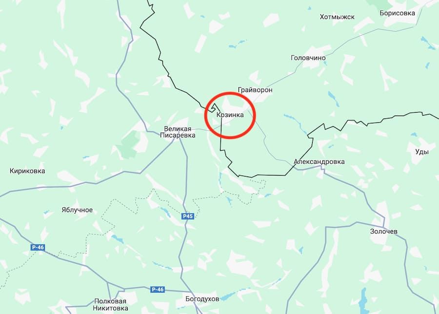 Село Козинка розташоване поблизу кордону з Україною. Фото: Google Maps