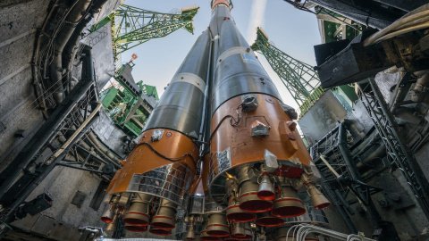 Российская ракета-носитель "Союз-2.1а" на космодроме Байконур. Фото: NASA / Bill Ingalls