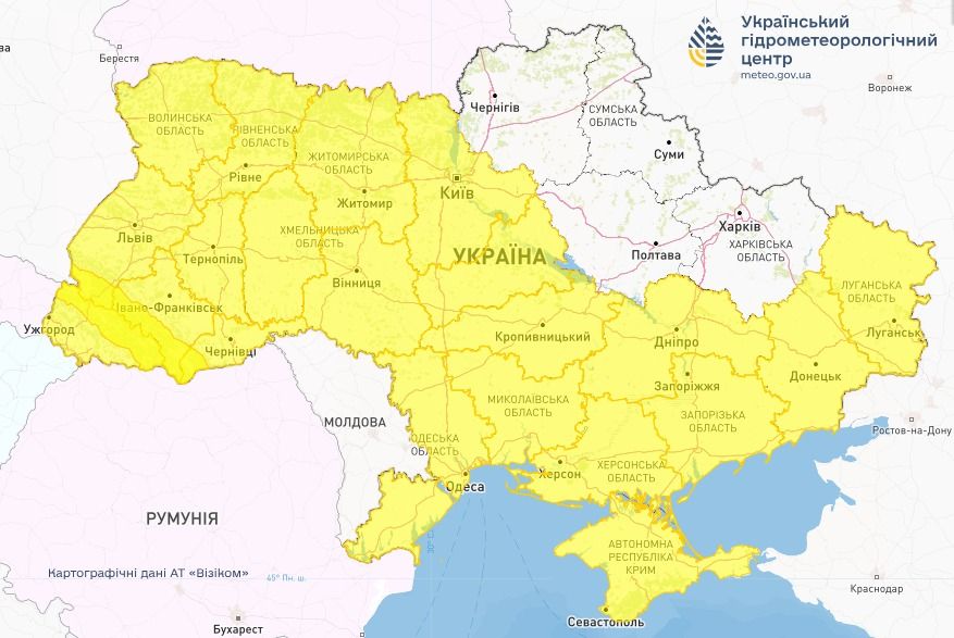 Штормове попередження. Карта: 