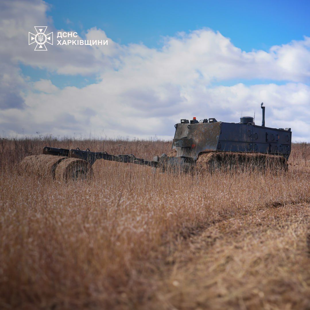 Domestic machine for preparing soil for demining. Photo: SESU