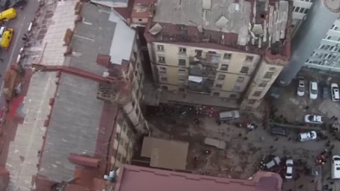 Обвал будинку на Хмельницького: відео із квадрокоптера