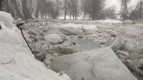 На річці Уж утворився льодовий затор. Фото: mukachevo.net