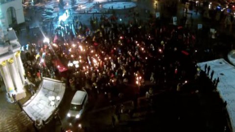 ​Праздник Бандеры с факелами в Киеве сняли с высоты птичьего полета