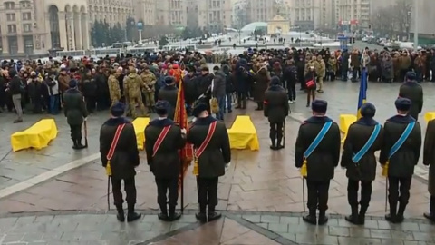 У Києві проводиться прощання з воїнами, загиблими в Авдіївці. Скріншот відео YouTube
