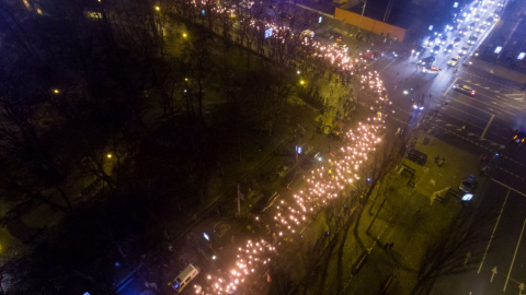 Смолоскипна хода у Києві на честь дня народження Бандери з квадрокоптера. 