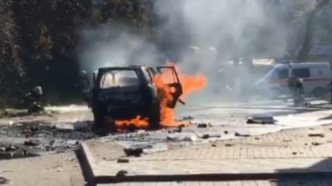 Автомобіль загорівся. Скріншот відео