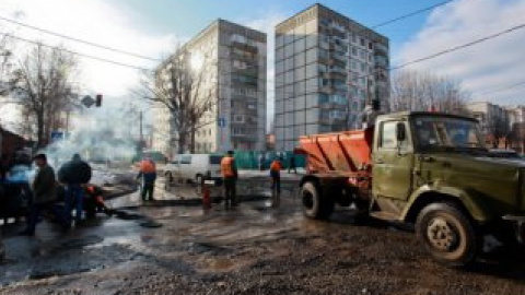 Ремонтные работы на улицах Киева.