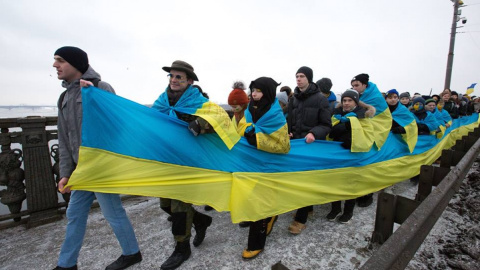 У Києві відзначили 99-ту річницю Соборності: "живий ланцюг" з висоти пташиного польоту
