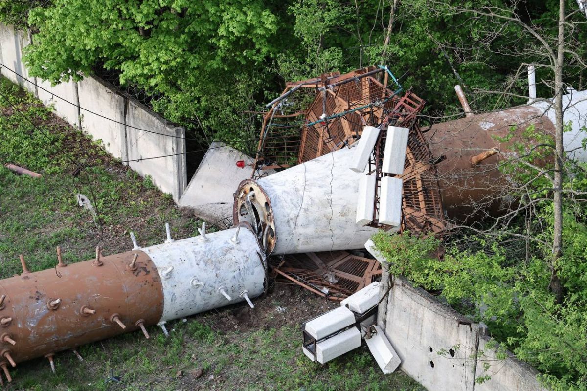 Kh-59 missile hit Kharkiv TV tower. Photo: Syniehubov
