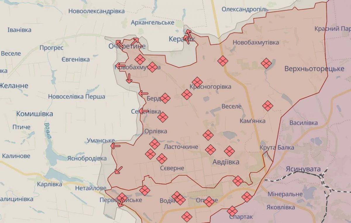 Map of the enemy's advance at the front