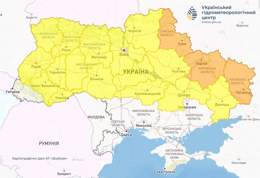 Заморозки в ніч на 10 травня. Карта: Укргідрометцентр

