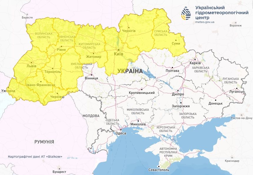 Заморозки в Україні 15 травня. Карта: Укргідрометцентр


