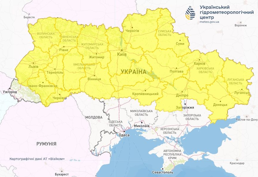 Заморозки в Україні 16 травня. Карта: Укргідрометцентр

