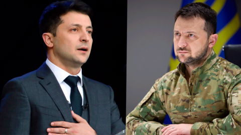 Володимир Зеленський у 2019 та 2024 рр. Колаж: УН