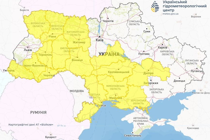 Штормове попередження 24 травня. Карта: Укргідрометцентр