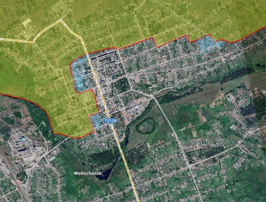 Areas allegedly returned by the Armed Forces as a result of counterattacks are indicated in blue. Photo: t.me/BILD_Russian