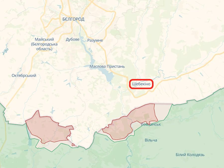 Шебекіно. Cкріншот інтерактивної мапи DeepStateUA
