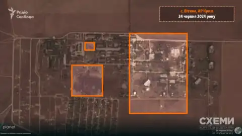 Последствия ударов по военному объекту Ф в Крыму. Фото: "Схемы" (проект Радио Свобода)