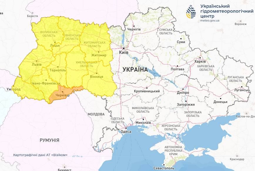 Прогноз погоди в Україні на 3 липня. Карта: Укргідрометцентр


