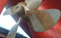 A bionic skin propeller on a very large crude carrier (VLCC) at Dalian Port in Dalian, northeast China's Liaoning Province. Photo by Xinhua.