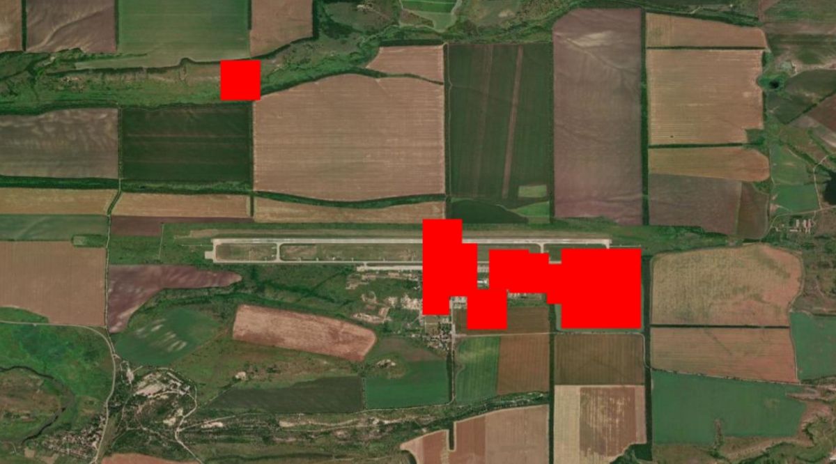 Epicenters of ignition at the Millerovo airfield. Photo: firms.modaps.eosdis.nasa.gov.