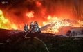 Emergency officers show fire raging as result of russian attack on Ternopil