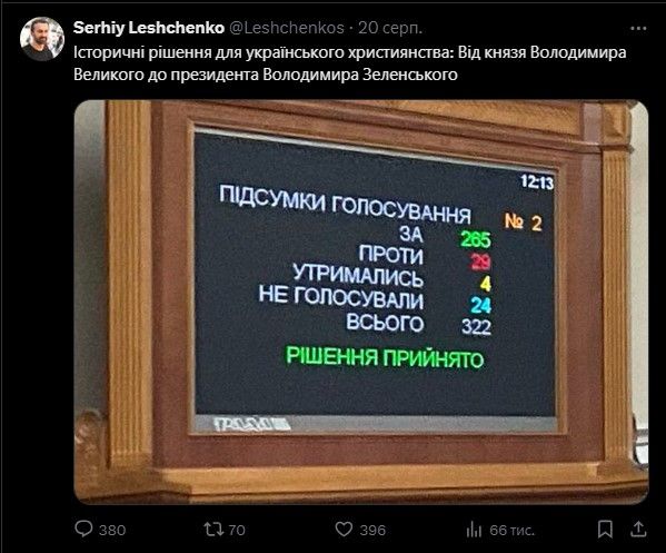 Пост Лещенка. Скриншот: Х/@Leshchenkos